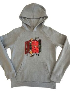 Under Armour Boy's M Light Gray Pullover Hoodie with Multicolor Graphic Print